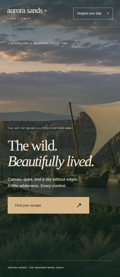 The same Aurora Sands opening recomposed for a phone