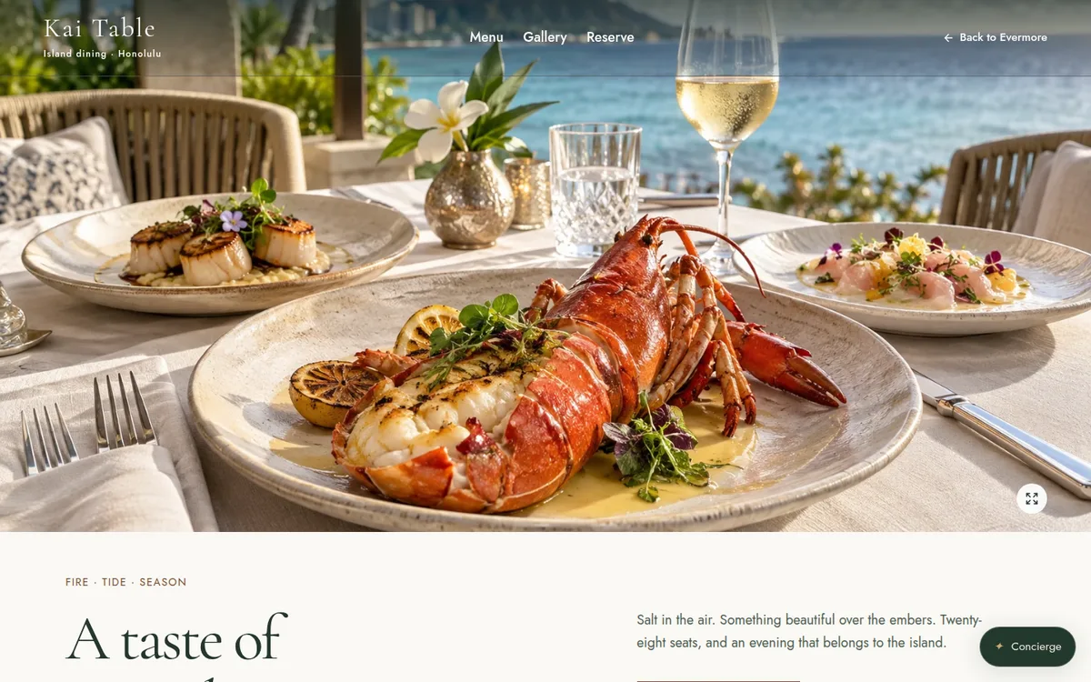Kai Table’s restaurant opening, contrasting with Aurora Sands’ retreat layout